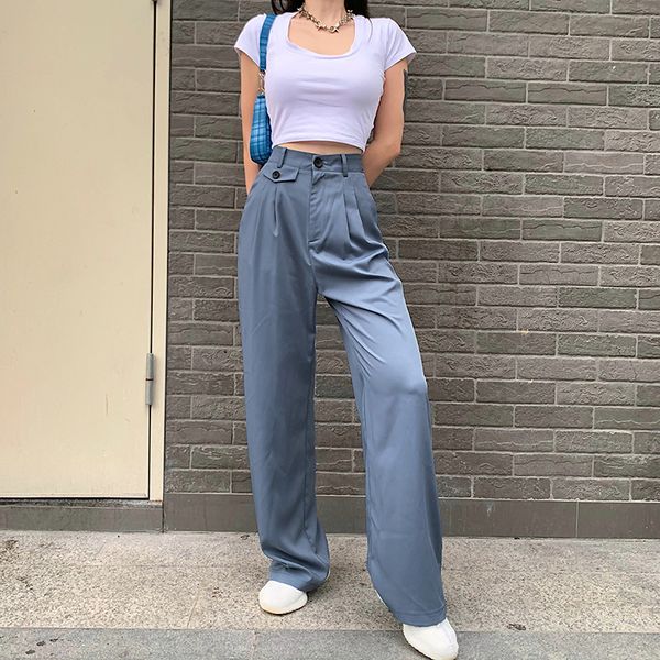 summer straight long trousers ladies casual loose high waist pants women pocket korean fashion suit pants capris, Black;white
summer straight long trousers ladies casual loose high waist pants women pocket korean fashion suit pants capris, Black;white