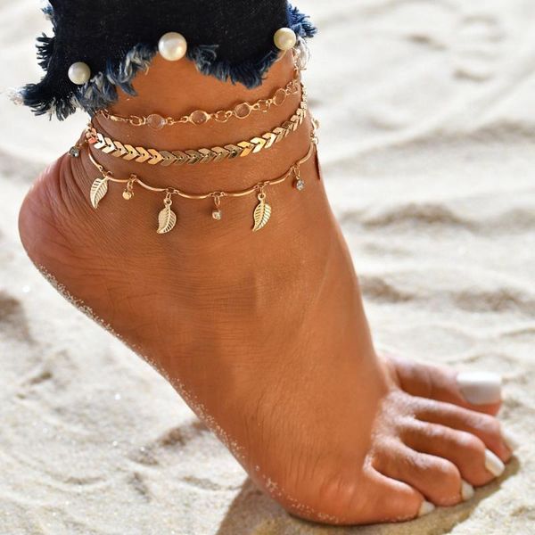 anklets 3pcs/set bohemian leaf foot accessories summer beach crystal barefoot sandals bracelet ankle female for women, Red;blue 
anklets 3pcs/set bohemian leaf foot accessories summer beach crystal barefoot sandals bracelet ankle female for women, Red;blue