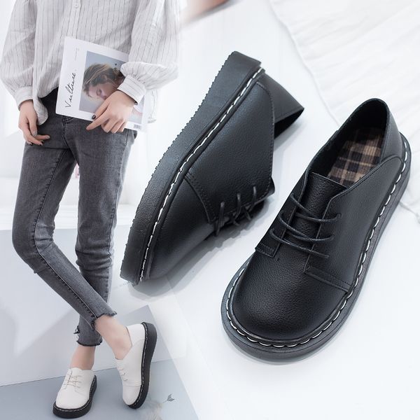 2020 Autumn Women Oxford Shoes Lace Up Platform Leather Shoe Sewing Lolita Shoes Retro Round Toe Flats Girls Casual Black 8777N, White
2020 Autumn Women Oxford Shoes Lace Up Platform Leather Shoe Sewing Lolita Shoes Retro Round Toe Flats Girls Casual Black 8777N, White