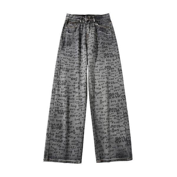 women's jeans vintage washed women trousers female harajuku graffiti loose high waist wide leg pants cotton straight letter printing, Blue
women's jeans vintage washed women trousers female harajuku graffiti loose high waist wide leg pants cotton straight letter printing, Blue