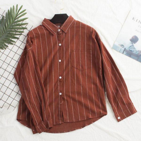 women's blouses & shirts women single-breasted lapel slim long sleeve casual ladies female tunic striped print loose blouse, White
women's blouses & shirts women single-breasted lapel slim long sleeve casual ladies female tunic striped print loose blouse, White