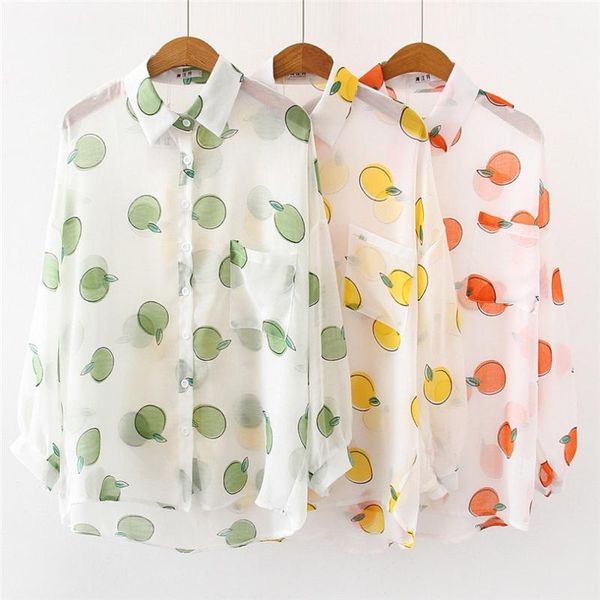 women's blouses & shirts 2021 fashion women long sleeve fruit print korean shirt casual loose sunscreen blouse #e19, White
women's blouses & shirts 2021 fashion women long sleeve fruit print korean shirt casual loose sunscreen blouse #e19, White