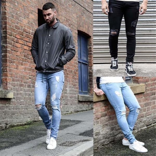 men's jeans autumn men high waist stretch casual slim biker fit trousers male hole pencil pants denim skinny ripped homme, Blue
men's jeans autumn men high waist stretch casual slim biker fit trousers male hole pencil pants denim skinny ripped homme, Blue