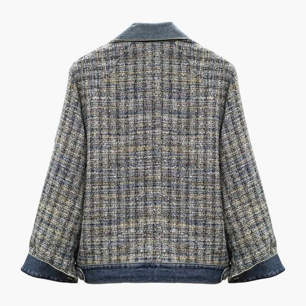 women's jackets womens diamonds plaid tweed patchwork denim long sleeve single breasted streetwear female outerwear coats, Black;brown
women's jackets womens diamonds plaid tweed patchwork denim long sleeve single breasted streetwear female outerwear coats, Black;brown
