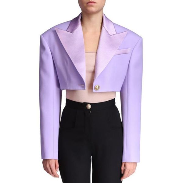 women's suits & blazers est 2021 designer blazer extra shoulder satin collar single button crop short jacket, White;black
women's suits & blazers est 2021 designer blazer extra shoulder satin collar single button crop short jacket, White;black
