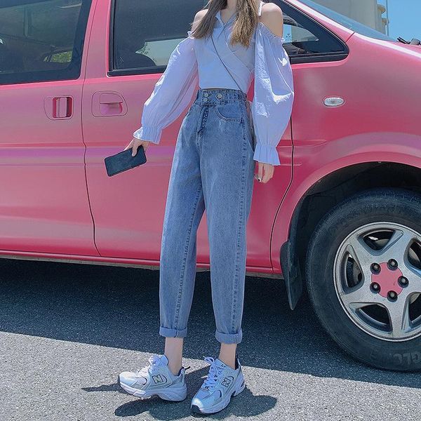 women's jeans korean high waist 2021 autumn nine point loose and thin dad wide leg harlan radish pants, Blue
women's jeans korean high waist 2021 autumn nine point loose and thin dad wide leg harlan radish pants, Blue