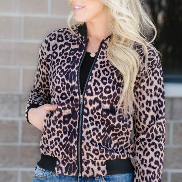 women's leopard pocket jacket womens ladies retro zipper up bomber jacket casual coat outwear stand collar chaquetas mujer#3, Black;brown
women's leopard pocket jacket womens ladies retro zipper up bomber jacket casual coat outwear stand collar chaquetas mujer#3, Black;brown