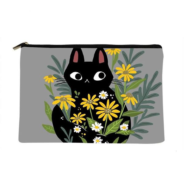 cosmetic bags & cases women black cat flowers printed make up bag fashion cosmetics organizer for travel colorful storage lady
cosmetic bags & cases women black cat flowers printed make up bag fashion cosmetics organizer for travel colorful storage lady