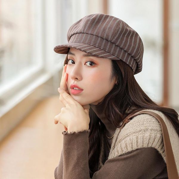 stingy brim hats for women cotton octagonal hat british korean literature art retro painter female summer wild cute beret tide cap, Blue;gray
stingy brim hats for women cotton octagonal hat british korean literature art retro painter female summer wild cute beret tide cap, Blue;gray