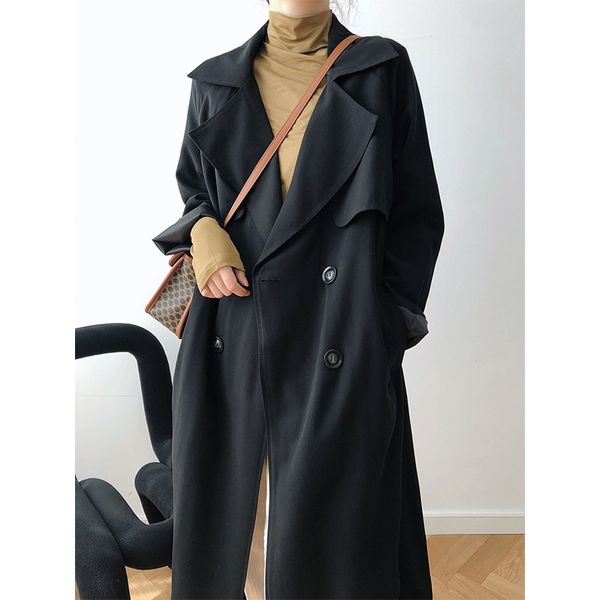 women's trench coats female sweatshirt, long coat with a solid belt, autumn 2021., Tan;black
women's trench coats female sweatshirt, long coat with a solid belt, autumn 2021., Tan;black