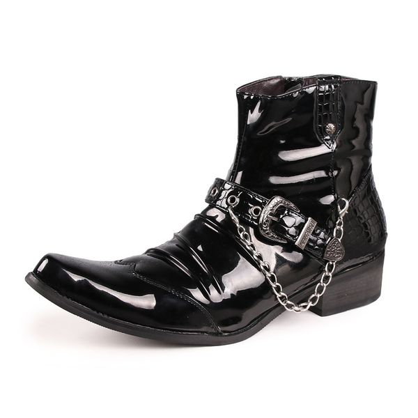 new fashion black leather men boots british style male pointed toe chelsea boots with chain cowboy boots botas hombre
new fashion black leather men boots british style male pointed toe chelsea boots with chain cowboy boots botas hombre