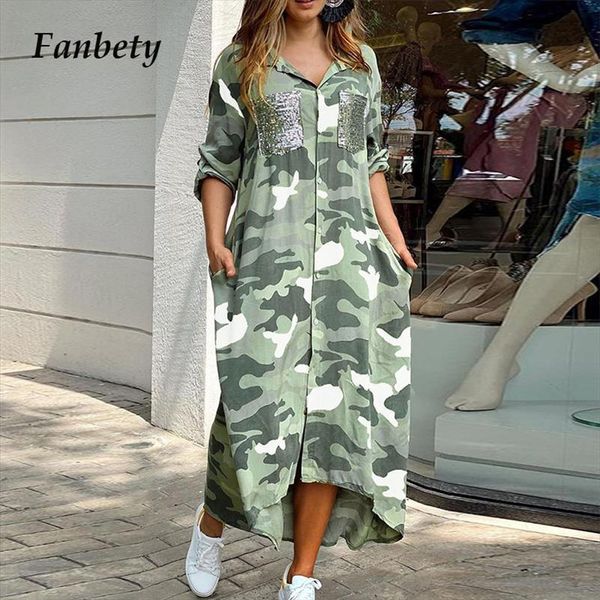 elegant camouflage print sequin shirt womens dress maxi spring turn down collar party long sleeve dresses pockets, Black;gray
elegant camouflage print sequin shirt womens dress maxi spring turn down collar party long sleeve dresses pockets, Black;gray