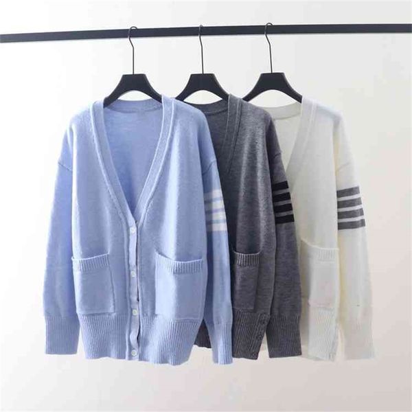 autumn and winter tb college style lazy wind loose casual sweater versatile four bar knitted cardigan jacket women's net red, White
autumn and winter tb college style lazy wind loose casual sweater versatile four bar knitted cardigan jacket women's net red, White