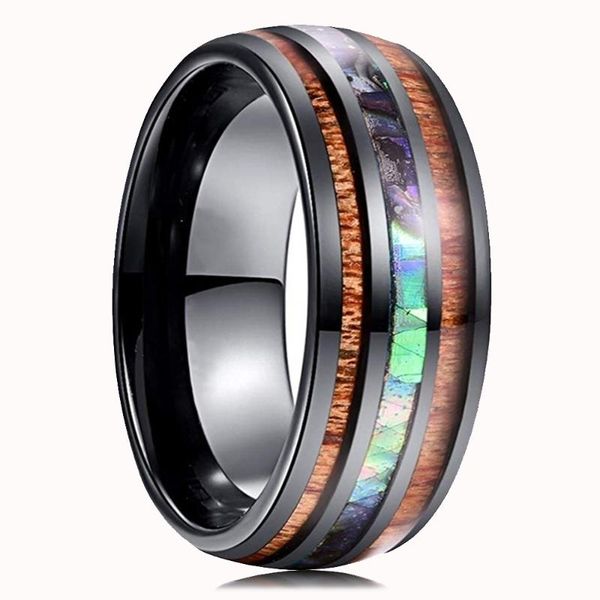 wedding rings fashion 8mm black tungsten carbide hawaiian koa wood and abalone shell opal inlay ring band men's jewelry, Slivery;golden
wedding rings fashion 8mm black tungsten carbide hawaiian koa wood and abalone shell opal inlay ring band men's jewelry, Slivery;golden