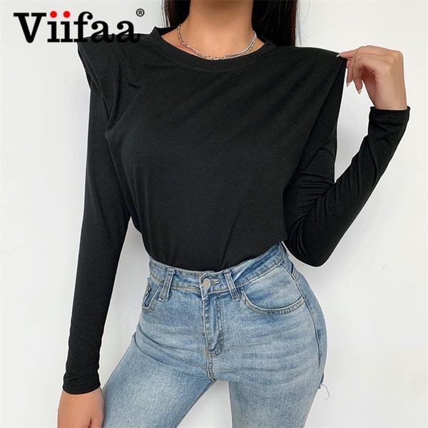 viifaa black cotton t shirt with shoulder pad women autumn long sleeve tshirts o-neck elegant office ladies 210317, White
viifaa black cotton t shirt with shoulder pad women autumn long sleeve tshirts o-neck elegant office ladies 210317, White