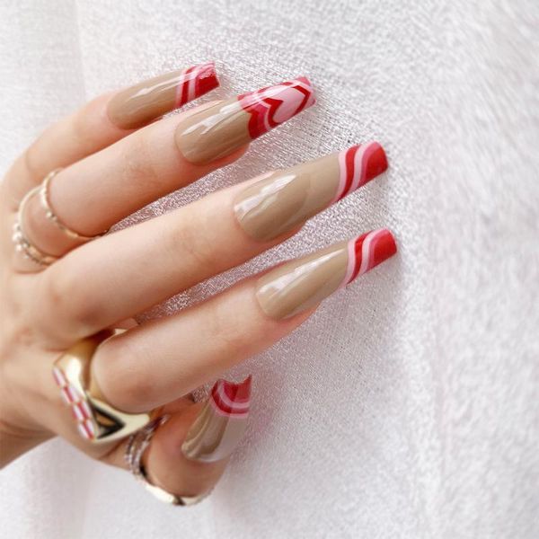 nail gel 24pcs cream brown patch red heart wave printed glue type removable long paragraph fashion manicure fake, Red;pink
nail gel 24pcs cream brown patch red heart wave printed glue type removable long paragraph fashion manicure fake, Red;pink