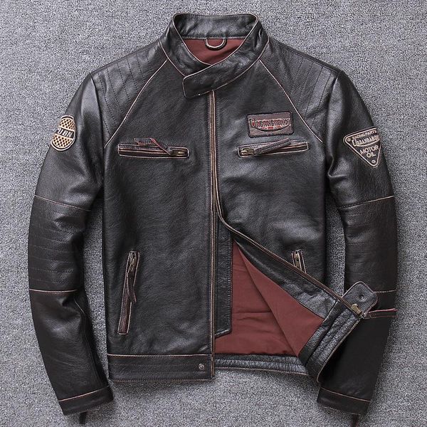 men's leather & faux jacket men casual mototrcycle mens clothing genuine cow coat chaqueta de los hombres wpy2472, Black
men's leather & faux jacket men casual mototrcycle mens clothing genuine cow coat chaqueta de los hombres wpy2472, Black