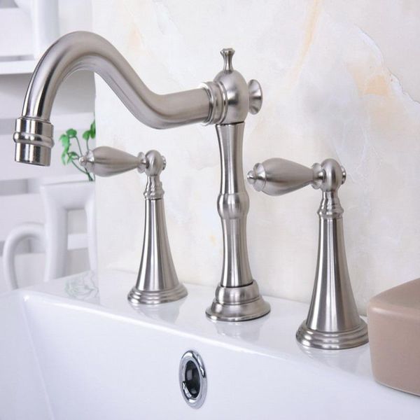 bathroom sink faucets deck mounted 3 holes bath tub mixer tap brushed nickel brass widespread 2 handles basin faucet abn018
bathroom sink faucets deck mounted 3 holes bath tub mixer tap brushed nickel brass widespread 2 handles basin faucet abn018