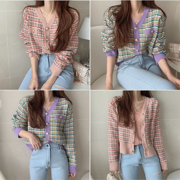 women's sweaters camisa xadrez casual recortada de malha camisola feminina kawaii outono manga longa pulôver coreano moda macia menina, White;black
women's sweaters camisa xadrez casual recortada de malha camisola feminina kawaii outono manga longa pulôver coreano moda macia menina, White;black