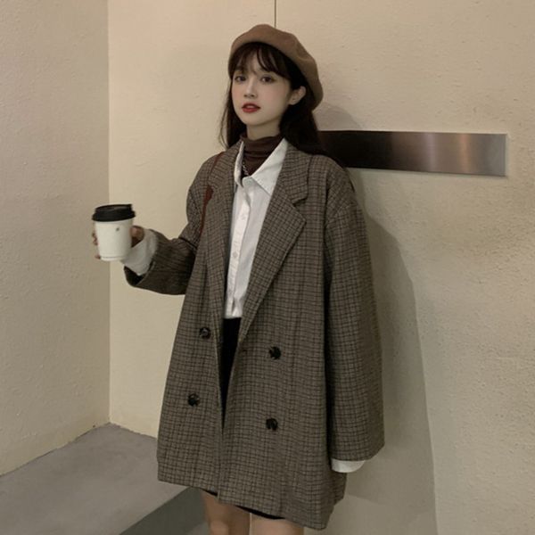 2021 spring female office lady notched collar long-sleeved blazer coat double breasted loose plaid suit 8y282, Black;brown
2021 spring female office lady notched collar long-sleeved blazer coat double breasted loose plaid suit 8y282, Black;brown