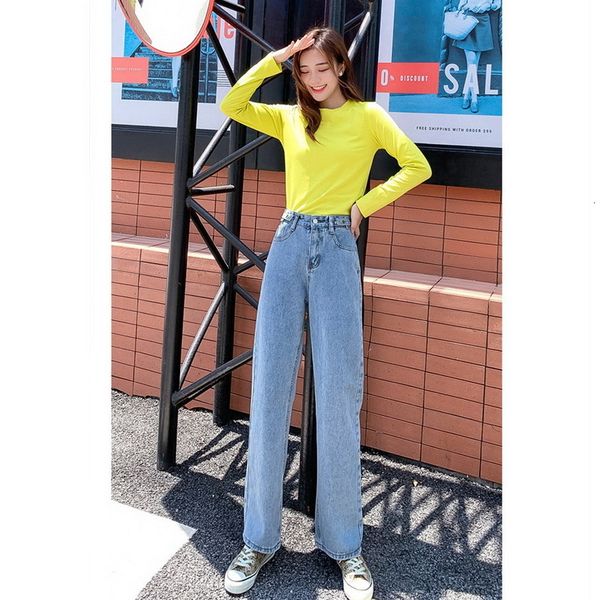 2021 women's new spring autumn high waist straight blue wide leg trousers jeans for women wapp
2021 women's new spring autumn high waist straight blue wide leg trousers jeans for women wapp