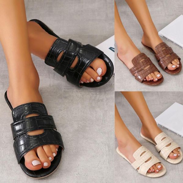 sandals roman style women's flat-bottomed open-toe breathable casual summer beach holiday shoes st, Black