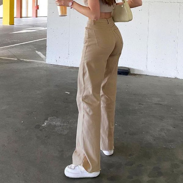 women's jeans khaki solid casual women streetwear cargo pants korean style retro high waist straight denim trousers, Blue
women's jeans khaki solid casual women streetwear cargo pants korean style retro high waist straight denim trousers, Blue