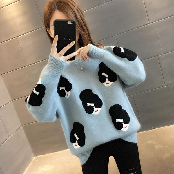 women's sweaters autumn and winter sweater 2021 women fashion net infrared wear pullover round neck foreign lazy style ol loose plus si, White;black
women's sweaters autumn and winter sweater 2021 women fashion net infrared wear pullover round neck foreign lazy style ol loose plus si, White;black