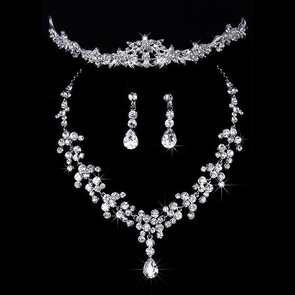 earrings & necklace bride earring set chain wedding accessories crown three-piece jewelry, Silver
earrings & necklace bride earring set chain wedding accessories crown three-piece jewelry, Silver