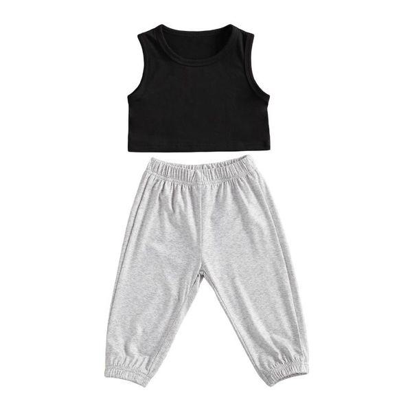 clothing sets infant kids baby girls 18m-7t 2pcs summer fashion clothes set crop vest gray pants sportwear active solid outfits, White
clothing sets infant kids baby girls 18m-7t 2pcs summer fashion clothes set crop vest gray pants sportwear active solid outfits, White