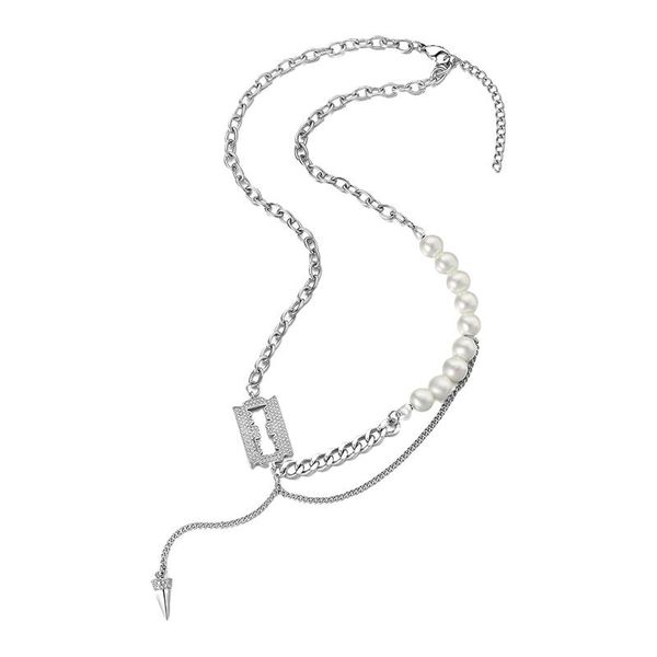 chains simple personality wild punk titanium steel retro pearl stitching necklace cuba hip hop trend street couple gift jewelry, Silver
chains simple personality wild punk titanium steel retro pearl stitching necklace cuba hip hop trend street couple gift jewelry, Silver