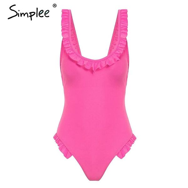 simplee ruffles pink bikini women push up one piece lace up summer swimsuit bathing suit padded beach female swimwear suit, White;black
simplee ruffles pink bikini women push up one piece lace up summer swimsuit bathing suit padded beach female swimwear suit, White;black