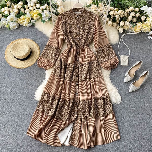 2021 autumn women leopard vintage lantern long sleeve high waist single breasted o-neck maxi es female robe kdpy, Black;gray
2021 autumn women leopard vintage lantern long sleeve high waist single breasted o-neck maxi es female robe kdpy, Black;gray