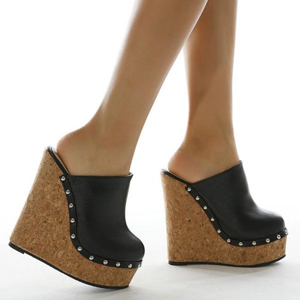fashion rivet wedges women's shoes casual 35-42 size round toe high heels platform sandals and slippers, Black
fashion rivet wedges women's shoes casual 35-42 size round toe high heels platform sandals and slippers, Black