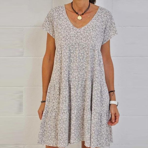 v neck fashion flroal womens dress printing short sleeve summer casual party pleated dresses loose, Black;gray
v neck fashion flroal womens dress printing short sleeve summer casual party pleated dresses loose, Black;gray