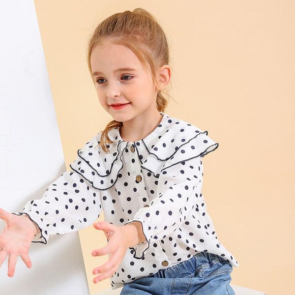 shirts 2021 girls shirt korean style long sleeve blouses spring big ruffles collar toddlers kids dot loose dt012, White;black
shirts 2021 girls shirt korean style long sleeve blouses spring big ruffles collar toddlers kids dot loose dt012, White;black