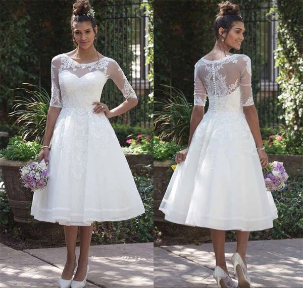 vestido de noiva 2021 short lace wedding dresses sheer scoop half sleeve tea length short bridal gowns outdoor marriage dress wjk749, White
vestido de noiva 2021 short lace wedding dresses sheer scoop half sleeve tea length short bridal gowns outdoor marriage dress wjk749, White