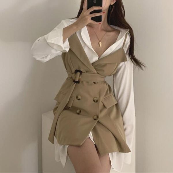 dresses women shirt dress korean fashion long sleeve clothing two piece outfits solid pleated skirt double breasted top, White
dresses women shirt dress korean fashion long sleeve clothing two piece outfits solid pleated skirt double breasted top, White