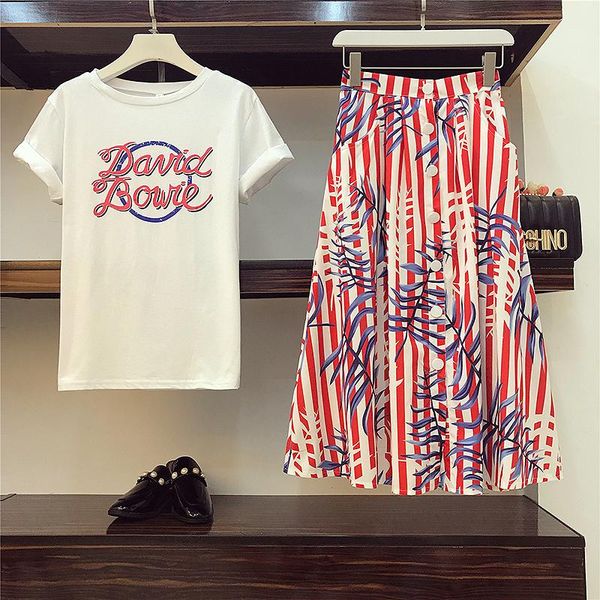 two piece dress 2021 summer set women letters print t shirt long skirts 2 plus size outfits for, White
two piece dress 2021 summer set women letters print t shirt long skirts 2 plus size outfits for, White