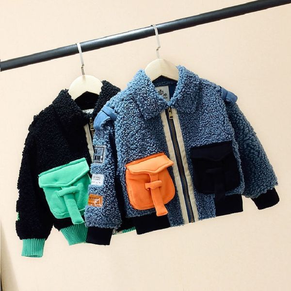 autumn boys plush thickened coat for childrens outwear lambs fleece cotton lapel double side pocket winter jacket kids clothes, Blue;gray
autumn boys plush thickened coat for childrens outwear lambs fleece cotton lapel double side pocket winter jacket kids clothes, Blue;gray