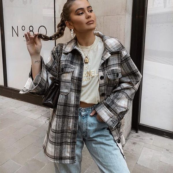 women's jackets plaid cardigan long sleeve pocket vintage woman jacket 2021autumn fashion casual turn-down collar england style coat, Black;brown
women's jackets plaid cardigan long sleeve pocket vintage woman jacket 2021autumn fashion casual turn-down collar england style coat, Black;brown