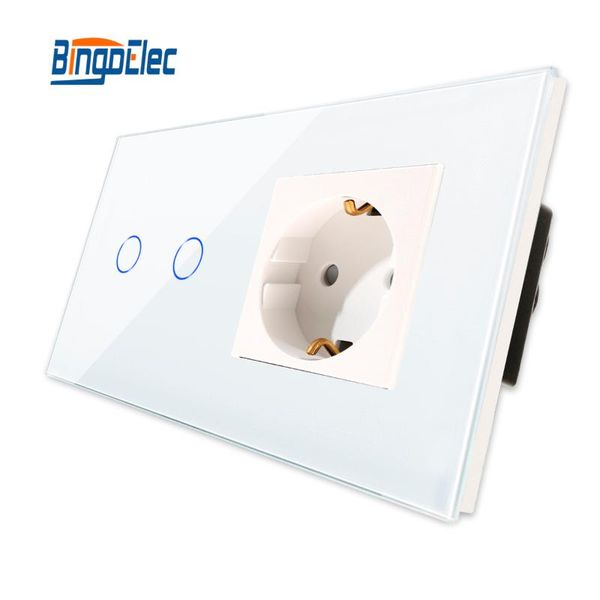 smart home control bingoelec touch switch eu standrad with socket 2 gang 1 way germany or france crystal glass panel 86*157mm
smart home control bingoelec touch switch eu standrad with socket 2 gang 1 way germany or france crystal glass panel 86*157mm