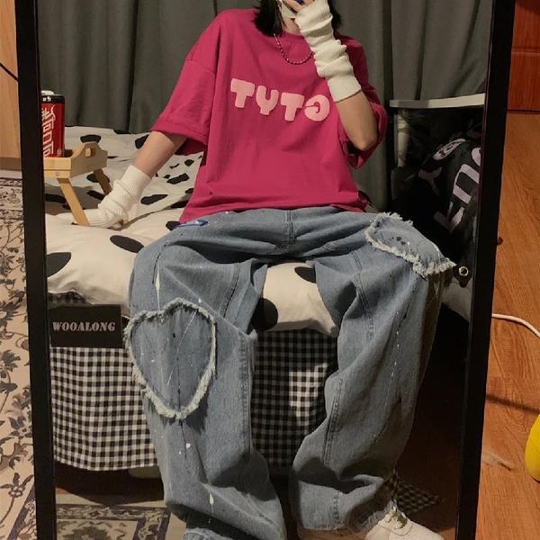 women's jeans stickers heart hip-hop pants vintage streetwear women ins loose trendy ol wide leg trousers female fashion wear dance pun, Blue
women's jeans stickers heart hip-hop pants vintage streetwear women ins loose trendy ol wide leg trousers female fashion wear dance pun, Blue
