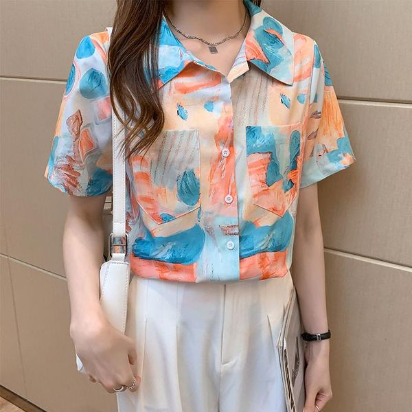 women's blouses & shirts chiffon blouse female summer women short sleeve turn-down collar creativity print shirt office lady fashion wo, White
women's blouses & shirts chiffon blouse female summer women short sleeve turn-down collar creativity print shirt office lady fashion wo, White