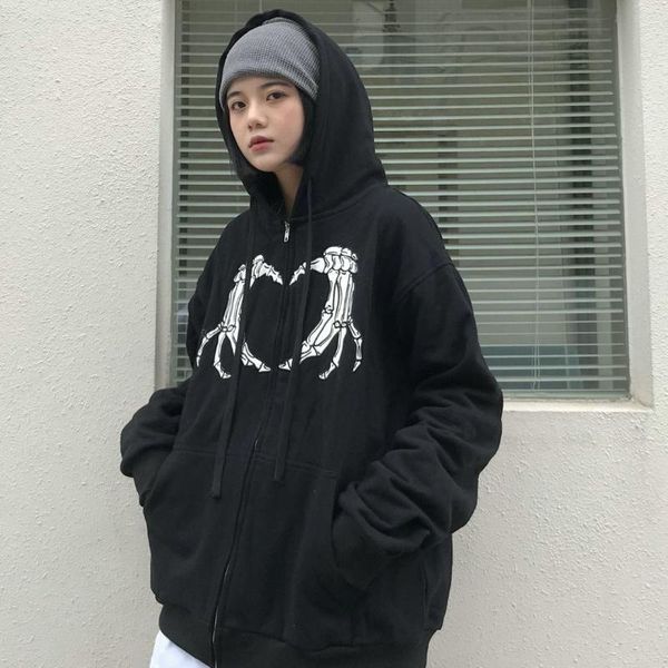women's hoodies & sweatshirts women gothic skull heart shape print oversized hoodie long sleeve zip up autumn grunge hooded jacket coat, Black
women's hoodies & sweatshirts women gothic skull heart shape print oversized hoodie long sleeve zip up autumn grunge hooded jacket coat, Black