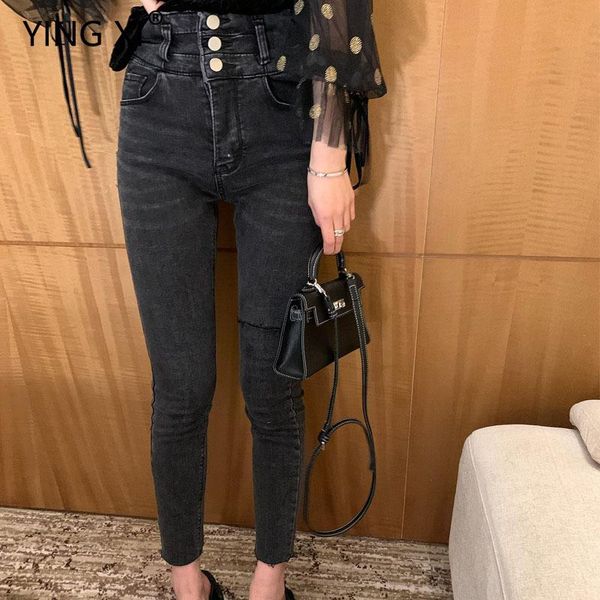 women's jeans ying xi 2021 spring high waist skinny ankle length women pants button zipper procter elastic force, Blue
women's jeans ying xi 2021 spring high waist skinny ankle length women pants button zipper procter elastic force, Blue