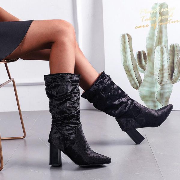 boots 2021 fashion pointed toe riding mid calf flock high heel retro shoes women knee for winter autumn, Black
boots 2021 fashion pointed toe riding mid calf flock high heel retro shoes women knee for winter autumn, Black