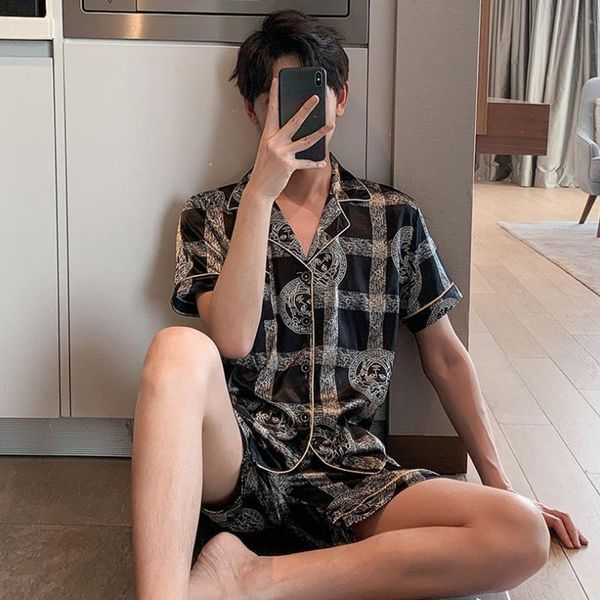 men's sleepwear plus size pajama short's for summer satin set silk female male pijama casual home clothes pyjama homme pijamas, Black;brown
men's sleepwear plus size pajama short's for summer satin set silk female male pijama casual home clothes pyjama homme pijamas, Black;brown