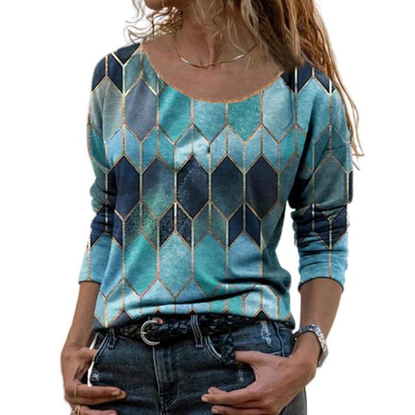 women's blouses & shirts multicolor long sleeve round o neck thin blue green yellow red gradient pullover geometric clothing temperamen, White
women's blouses & shirts multicolor long sleeve round o neck thin blue green yellow red gradient pullover geometric clothing temperamen, White