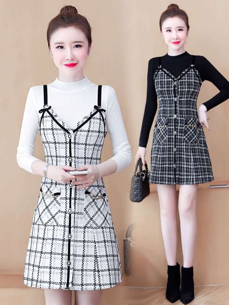 woolen suit skirt autumn and winter temperament foreign style medium length base show thin age reduction plaid bag hip two piece dress, Black;gray
woolen suit skirt autumn and winter temperament foreign style medium length base show thin age reduction plaid bag hip two piece dress, Black;gray